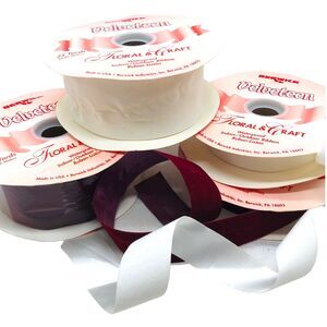 4 Rolls VTG Berwick Velveteen Ribbon WATERPROOF Satin White Red Christmas Lot